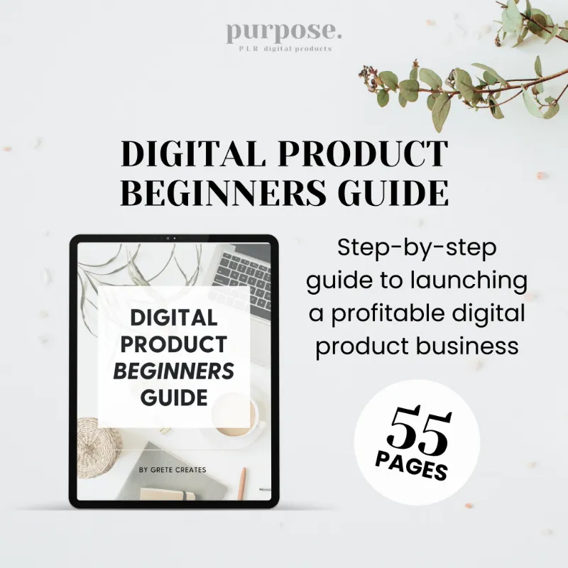 Purpose PLR Digital Product Beginners Guide showing step-by-step instructional content
