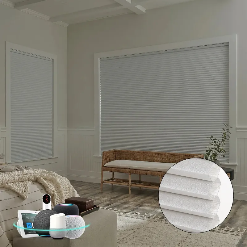 Bringnox Blackout Motorized Cellular Shades Prestige with honeycomb texture detail