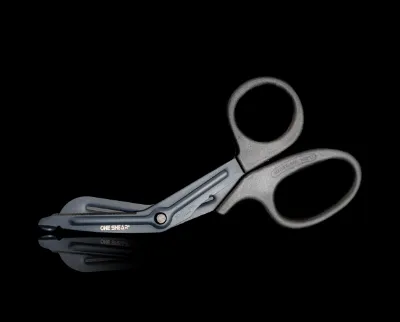 ViTAC Solutions Basic Utility Shear ONE SHEAR medical scissor showing black coated stainless steel blades