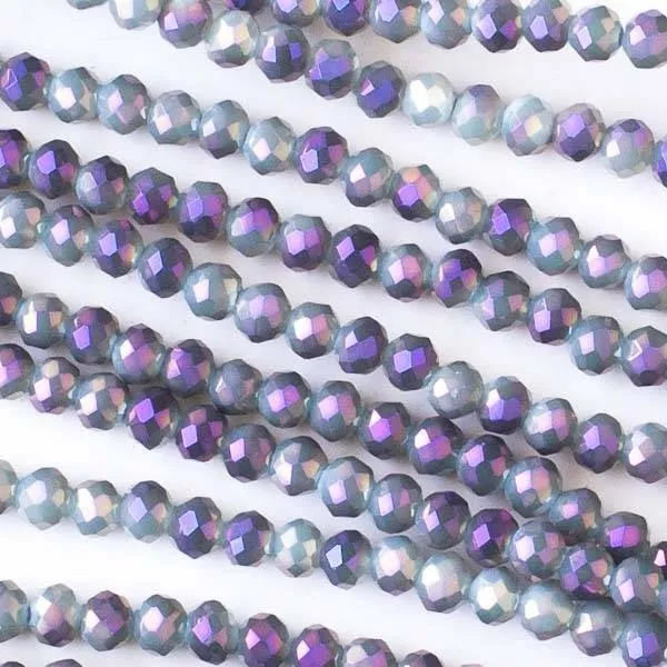 Cherry Tree Beads Crystal 3x4mm Opaque Grey Faceted Rondelle Beads with AB finish