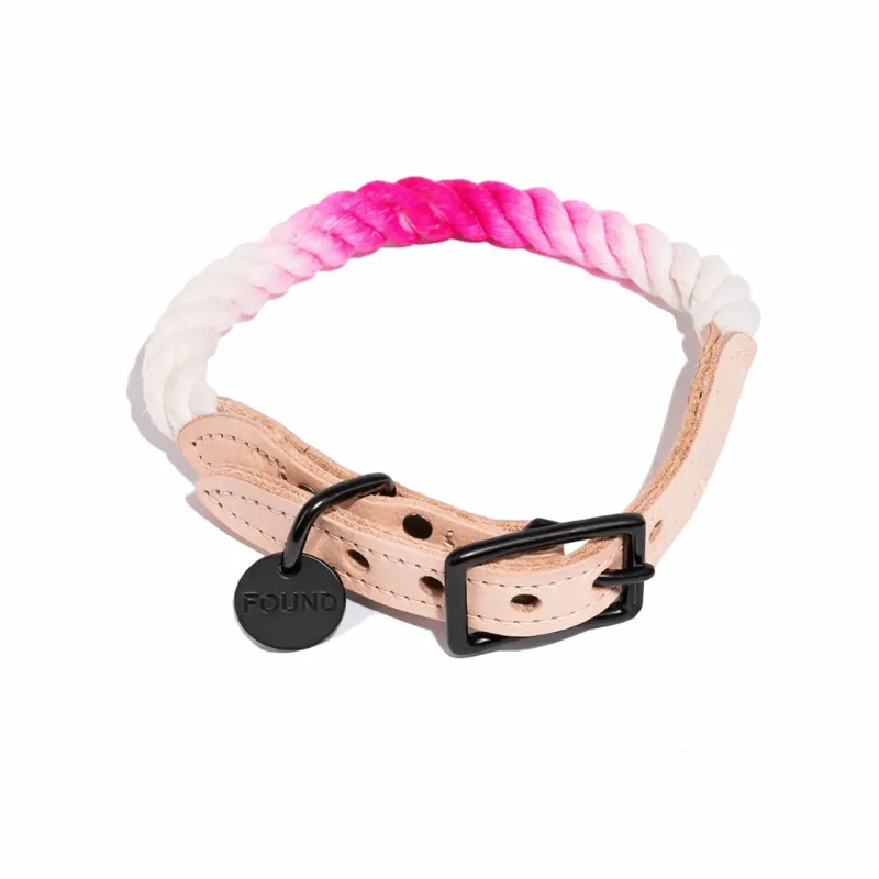 Found My Animal Cotton Candy Ombre Cotton Rope Cat & Dog Collar with matte black hardware