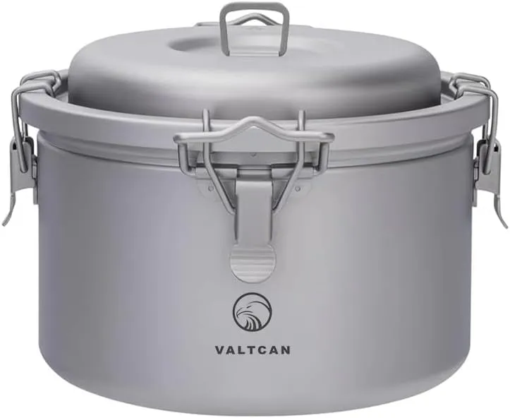 Valtcan Titanium Rice Cooker with water jacket, stacked pots with locking lid