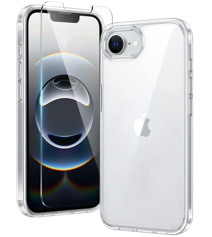 FNTCASE OFFICIAL iPhone 17E 16E slim clear case with wireless charging compatibility