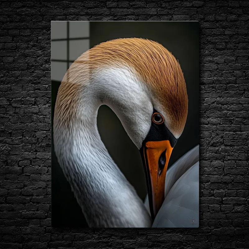 CruArt Grace in Curves metal print showing swan neck in close-up