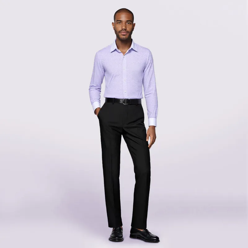 Cloudstyle dress shirt slim fit button down stripe checked shirt light purple