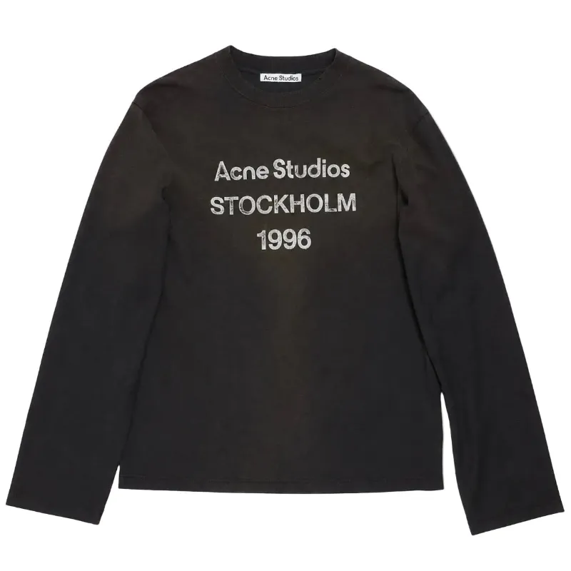 AfewVibe Acne Studios Logo Long Sleeve T-shirt Faded Black
