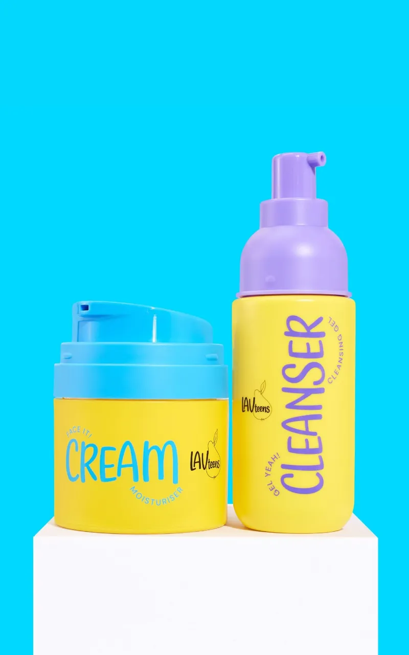 Lav Kids Teen Moisturising Face Duo Gift Set, a cleanser and moisturiser set for teen skin