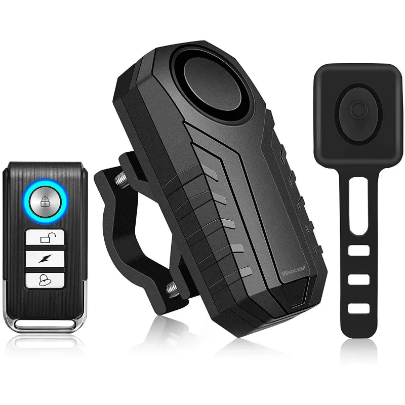 Wsdcam Bike Alarm Horn with Remote Loud 113dB mounted on bicycle with wireless remote