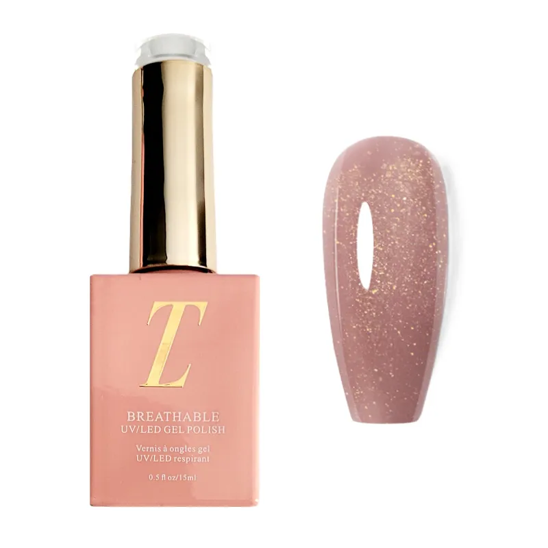 Tuesday in Love Truffle beige brown shimmer finish halal UV gel nail polish bottle