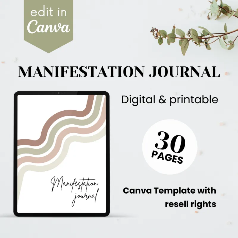 Purpose PLR Manifestation Journal Template Canva journal pages