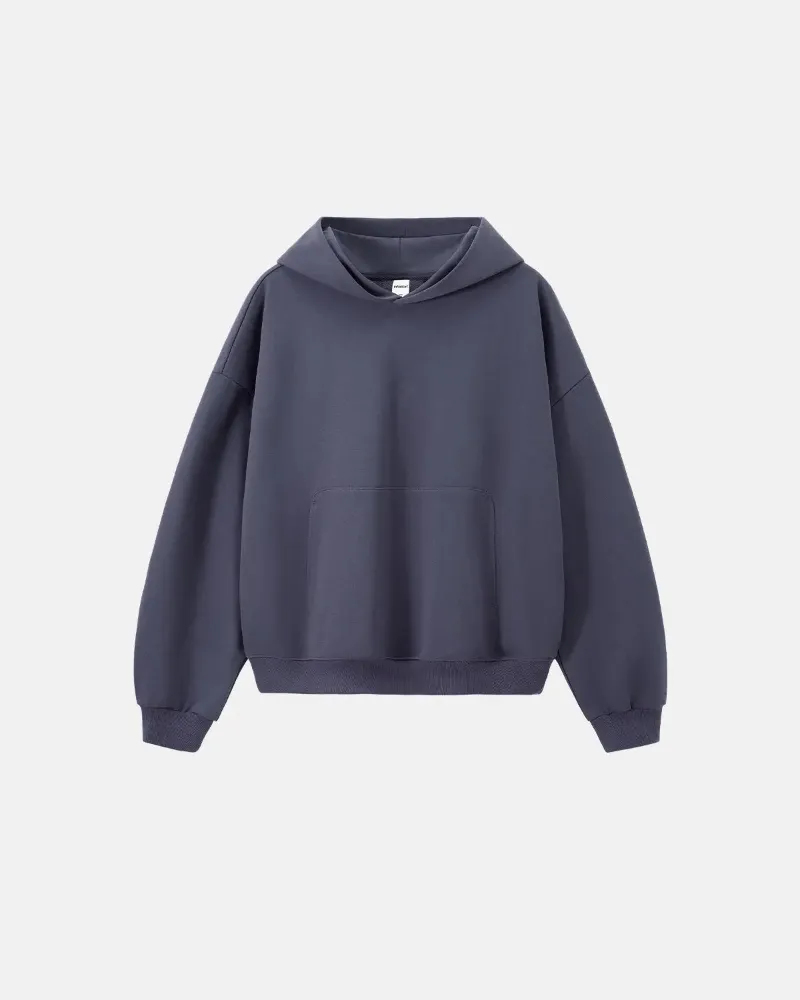 INFLATION Blank Boxy Fit French Terry Hoodies in solid color with relaxed silhouette