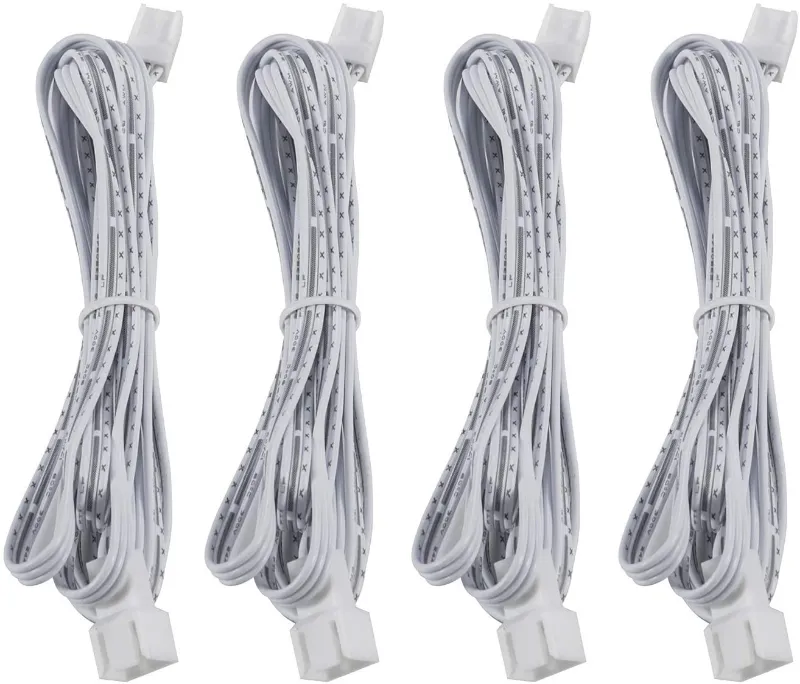 AIBOO Extension Cables 5FT - white 3-pin extension cords for LED under cabinet puck lights