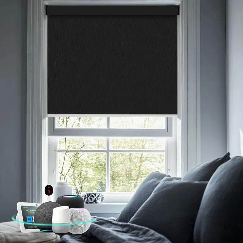 Bringnox Motorized Roller Shades 100% Blackout Vinyl featuring durable vinyl material
