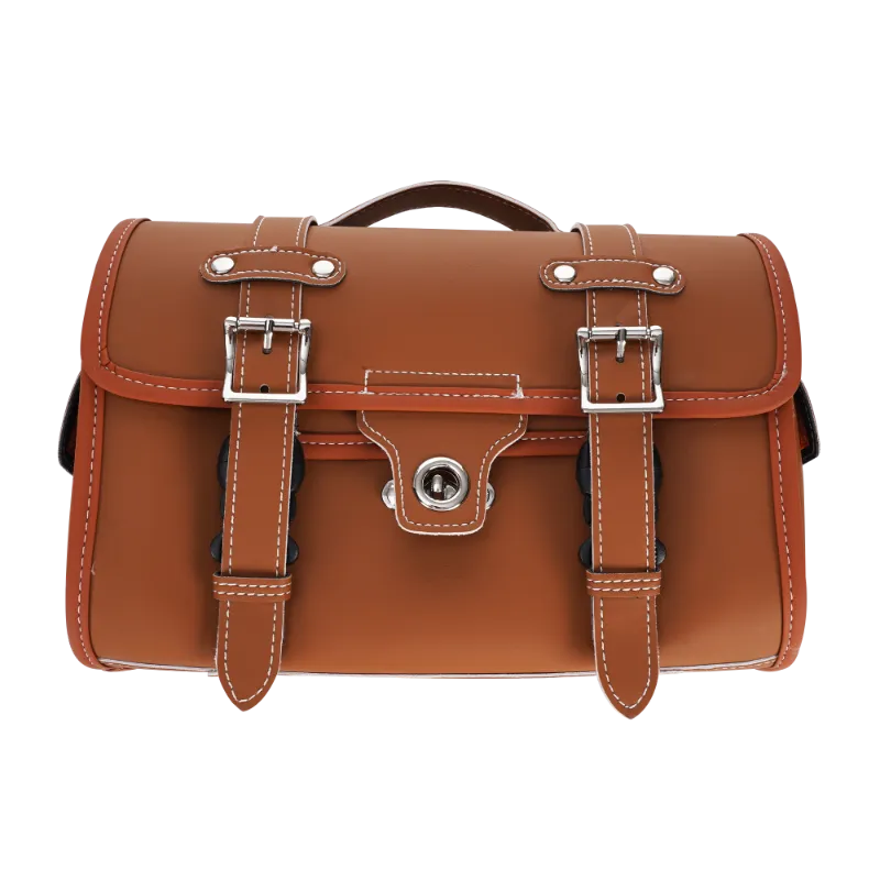 Eahora E-scooter Brown Backrest Bag, a leather storage bag hanging from a scooter backrest