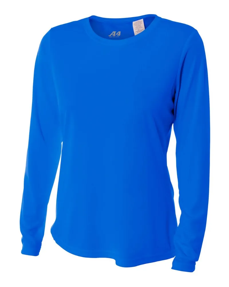 Do It Tennis A4 Women's Performance Long-Sleeve Crew Neck Shirt in Royal