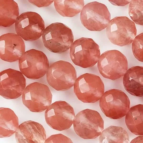 Cherry Tree Beads cherry quartz faceted round beads, 15.5 inch strand