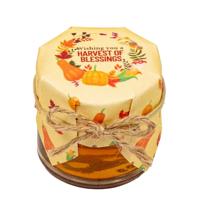 HoneySpree Harvest of Blessings mini honey jar with grateful design