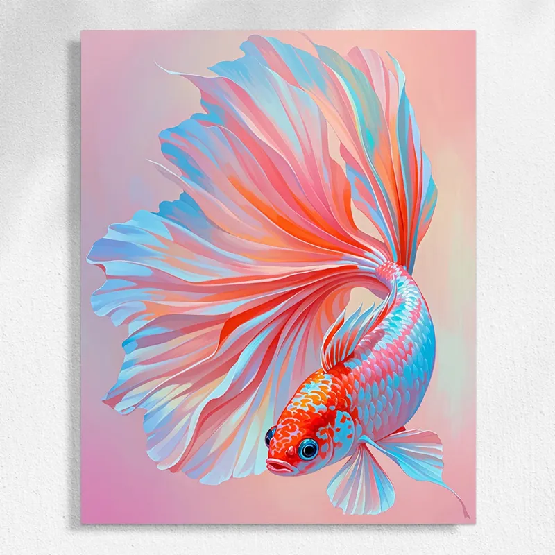 Maikoo Art Betta Fish paint by numbers kit showing colorful fish design on canvas
