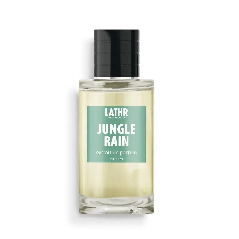 LATHR Jungle Rain Extrait Cologne bottle with rainforest-inspired fragrance