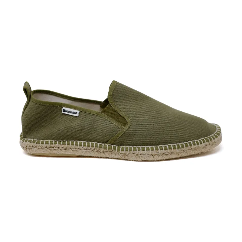 BIANKINA Montpellier Eco Friendly Vegan Slip on Espadrilles in Olive Green