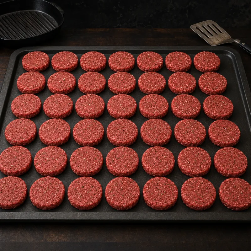 Halal World Depot 10lb Bulk Pack Halal Beef Burger Patties in packaging