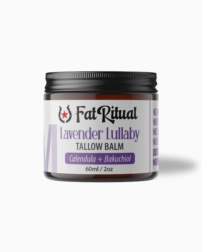 LATHR Lavender Lullaby Tallow Balm jar with purple lavender label
