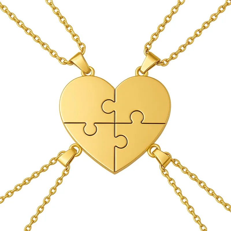 FabuLove Custom Puzzle Heart Necklace interlocking pieces forming complete heart
