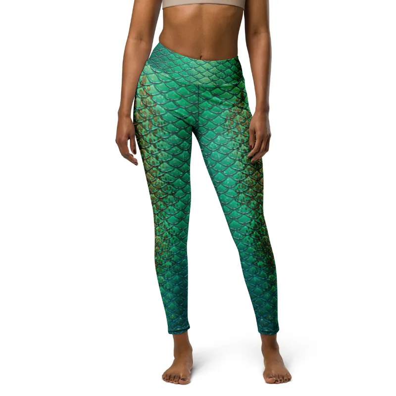 Sereia Guardiã Gaia Yoga Leggings, stretchy printed leggings with a raised waistband