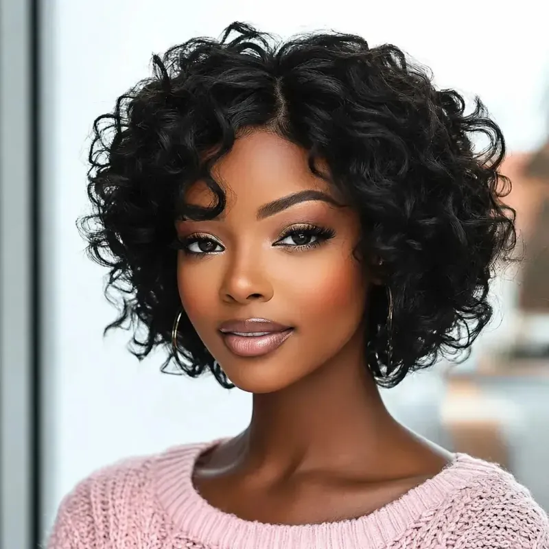 Hairsofly Shop Wadjet Body Wave Pixie Cut Human Hair Lace Wig with baby hairs