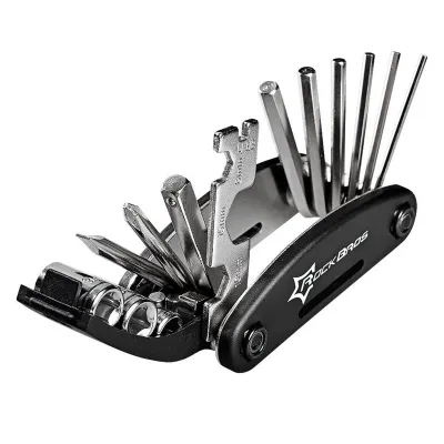 RockBros US 16 In 1 Multi-Function Bike Tool Kit showing compact foldable tool with multiple hex keys and wrenches