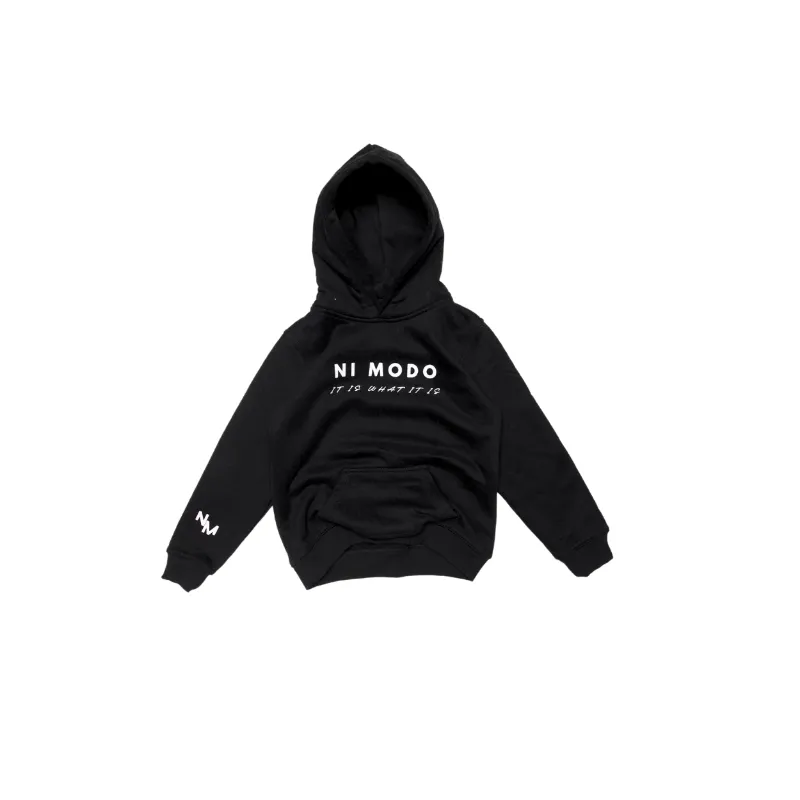 Nimodo Mini It Is What It Is Black Hoodie in soft cotton blend with front text print
