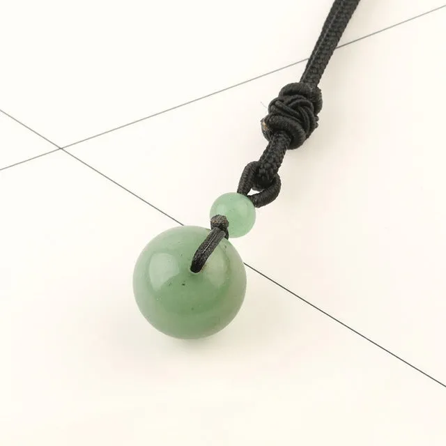 Turix Aventurine Sphere Necklace with green crystal ball pendant on adjustable cord
