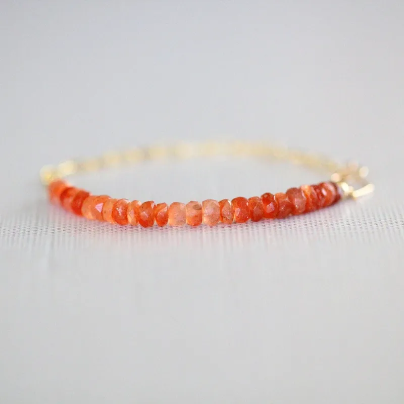 Spirit Nest Cara Beaded Bracelet with faceted sunstone gemstones and chain