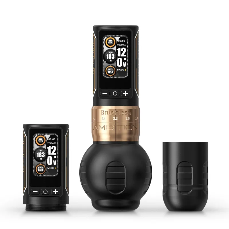Ambition Tattoo Ninja Max 280 Wireless Tattoo Pen Machine with two interchangeable grips