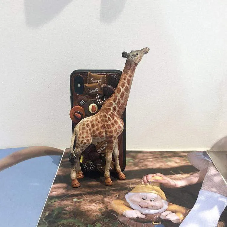 Techypop Long Neck Giraffe Designer iPhone Case, giraffe design silicone case shown on iPhone