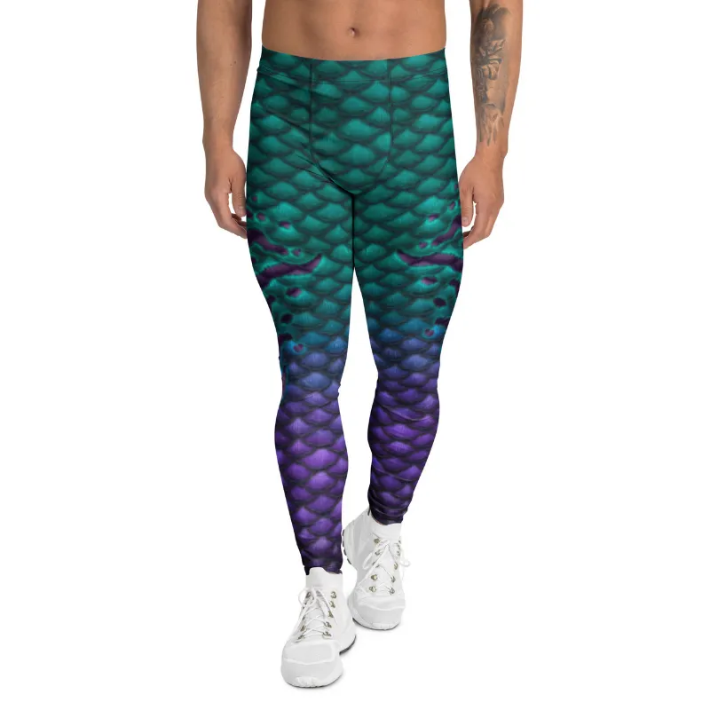 Sereia Guardiã Obscura Men's Leggings shown flat, soft stretch workout leggings