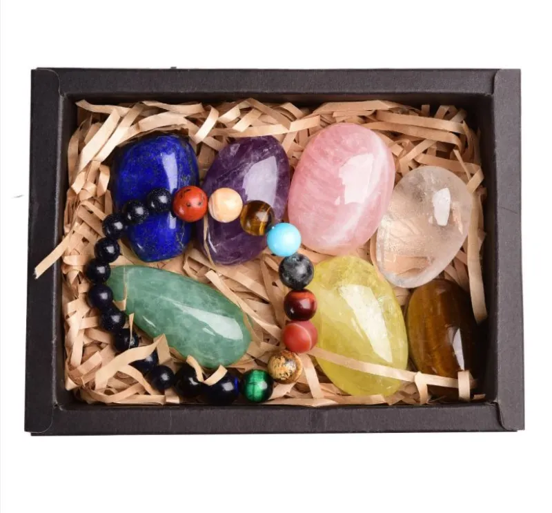 Turix Crystal Infinity Set with seven polished gemstones and multicolor beaded bracelet