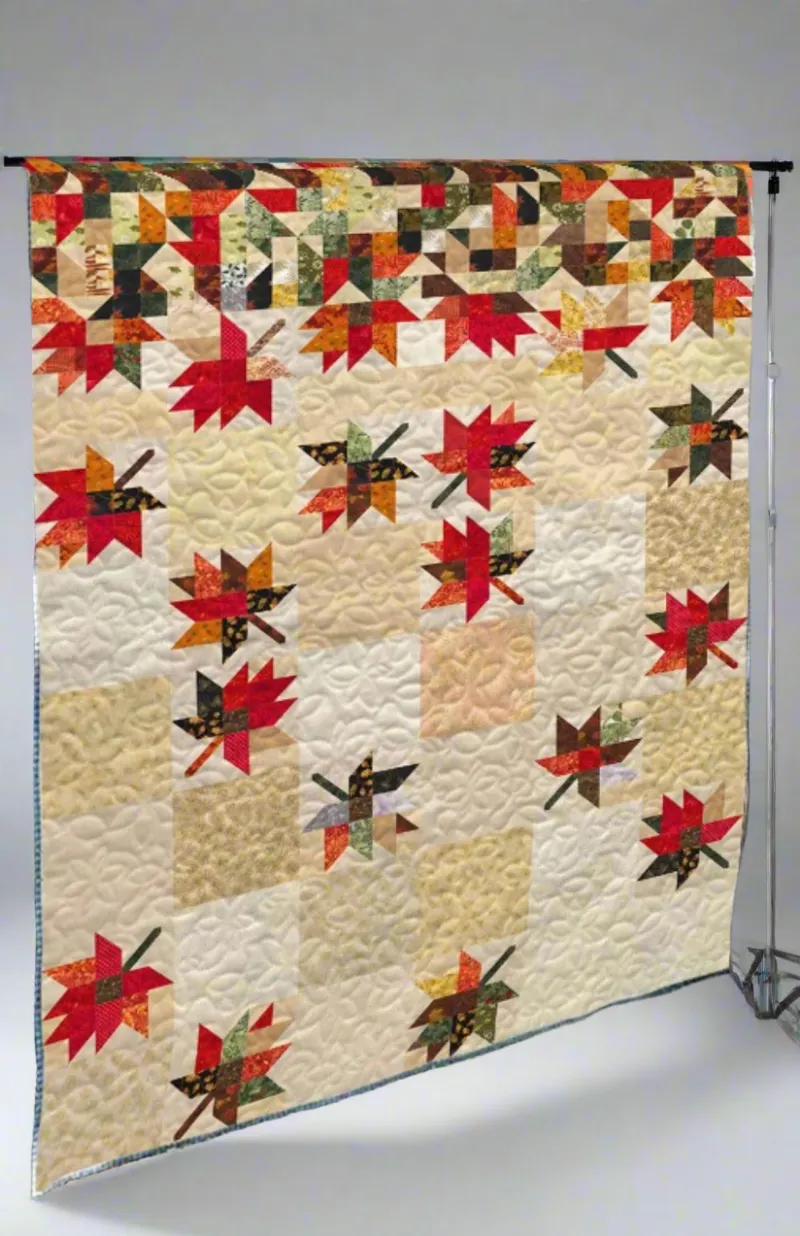 Boho Blanket Golden Maple Dreams Quilt Pattern, cover showing the golden maple quilt design