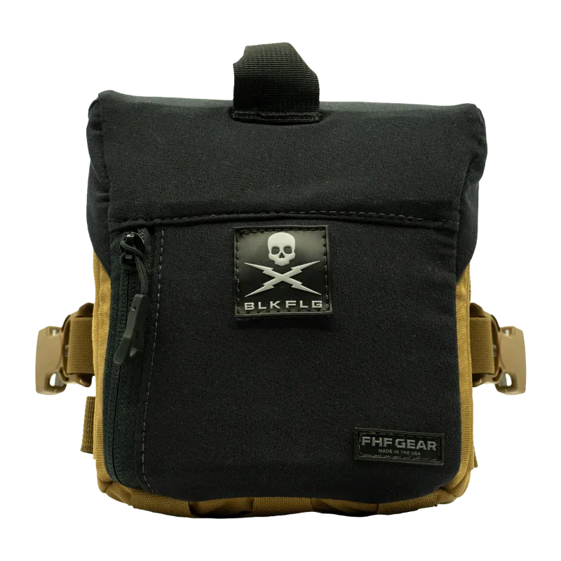 BLK FLG FHF FOB Bino Harness System showing chest pouch with magnetic lid