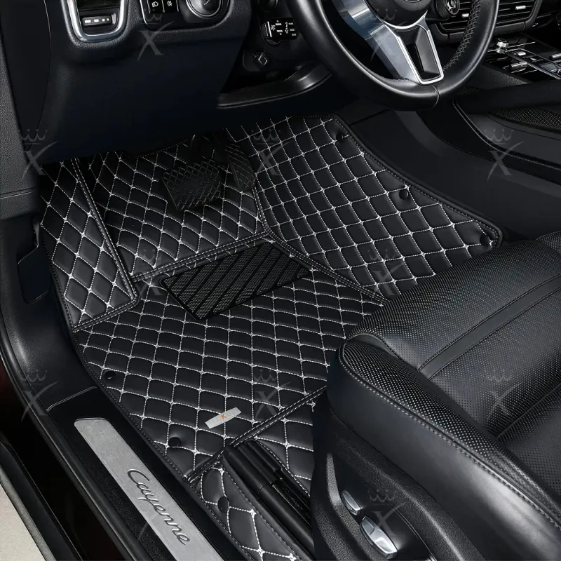 Luxus Car Mats Diamond Series floor mats in black with white diamond stitching