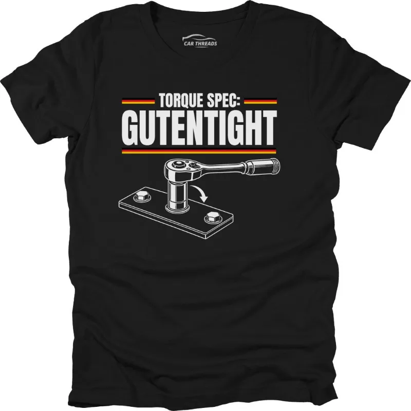 Car Threads Gutentight T-shirt photographed on a plain background