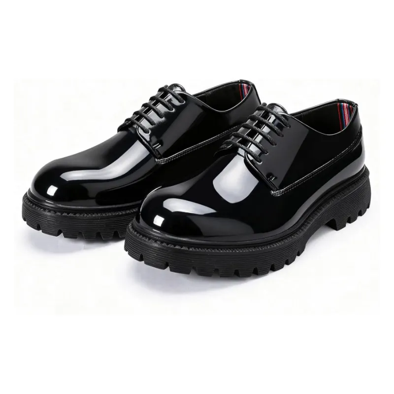 Cloudstyle AUSTIN MILL Men's Platform Oxford Dress Shoes Classic Round Toe Lace Up in black