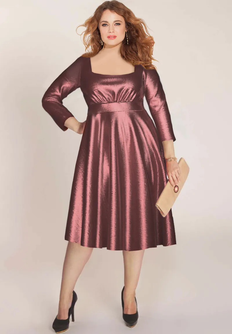 IGIGI Saint Tropez Metallic Gown in rose quartz, shimmering metallic gown