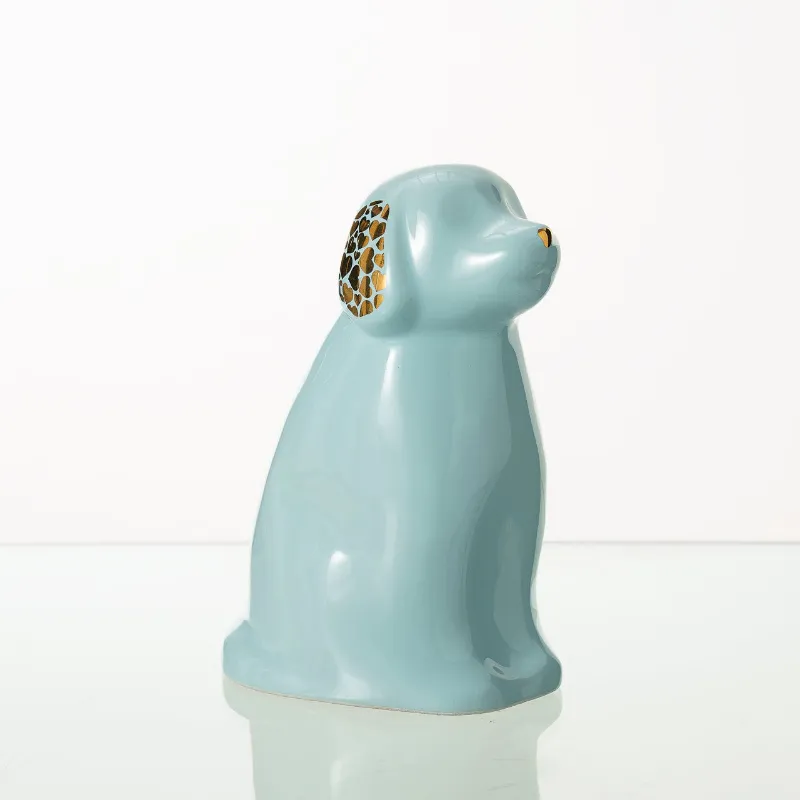Pulvis Art Urns Cuddle Pet Urn for Dog in baby blue ceramic with curved design