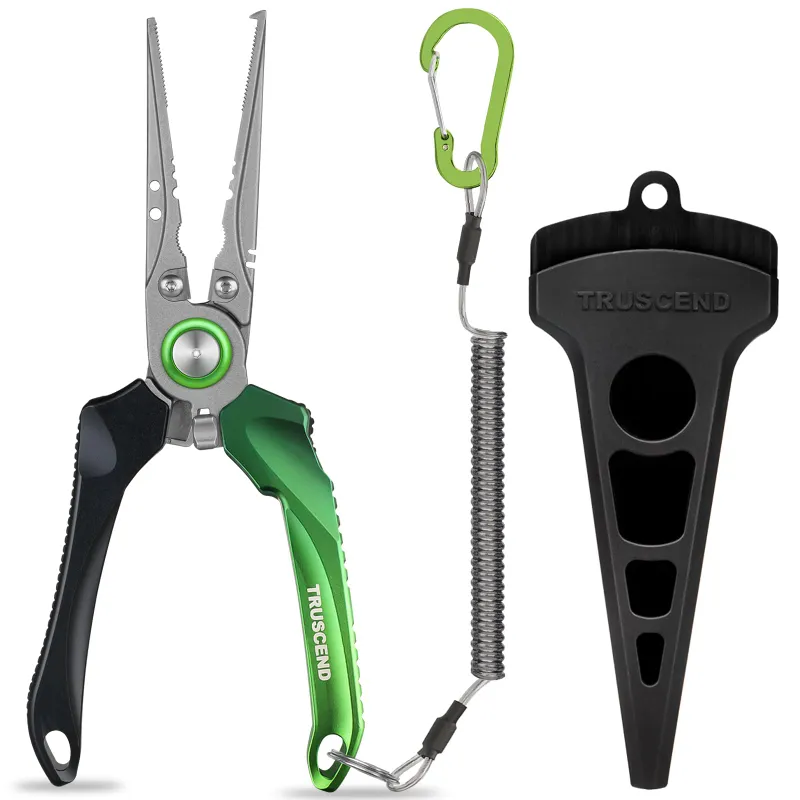 Truscend Fishing Lockable Fishing Pliers with Ergonomic Handle & Teflon Coating showing multi-function tool