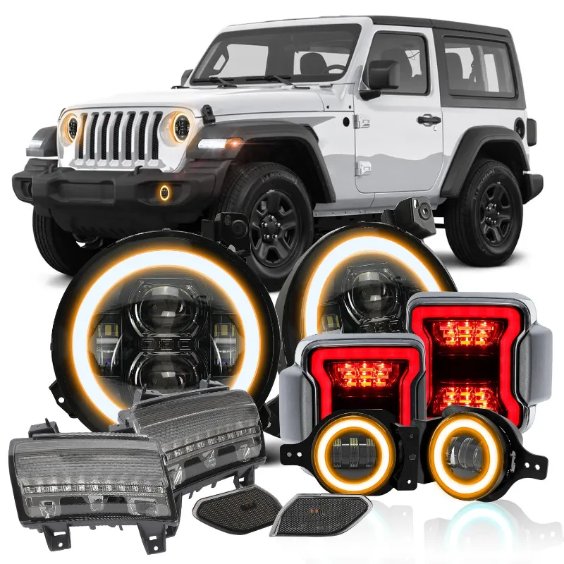 Sunpie LED light combo kit with 9-inch headlights, fog lights, taillights, and fender lights for 2018-2026 Jeep Wrangler JL JLU 4xe