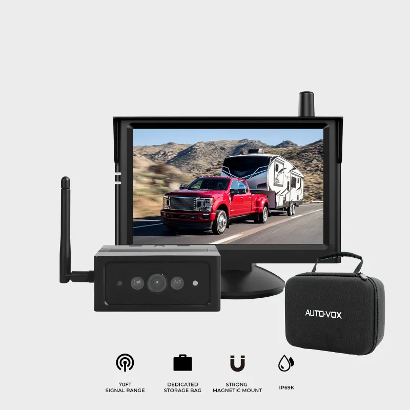 AUTO-VOX Solar4 B 1080P magnetic portable backup camera with 5 inch monitor for RV