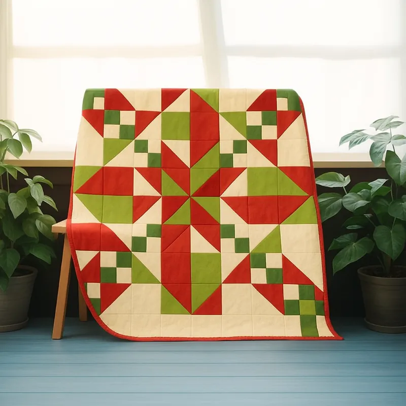 Boho Blanket Holiday Harmony Quilt Pattern cover showing a bold tree ring quilt design