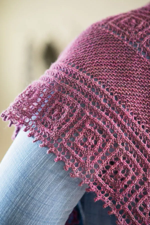 Kristen TenDyke Drip Diamond Shawl knitting pattern with lace and picot edge