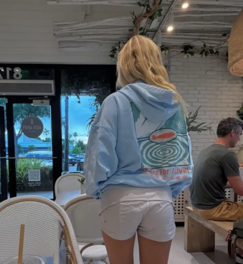 LivingForALivin BIG WAVE BACK HOODIE with boxy fit and snow wash